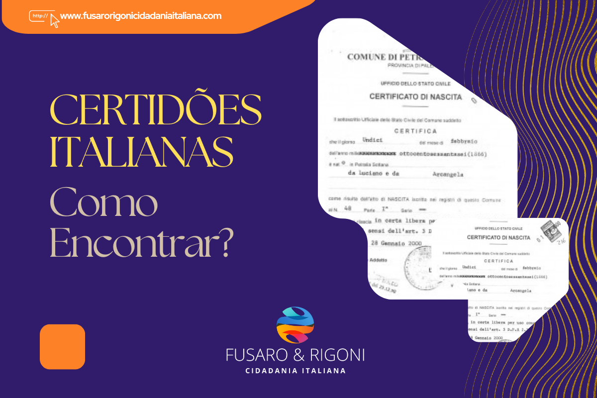 Certidões italianas como encontrar